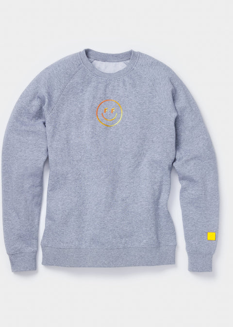 Cropped Smiley Crew Neck in Athletic Heather