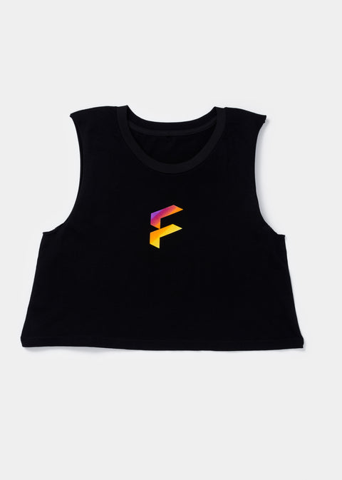 Cropped Golden Hour Logo Tank in Black