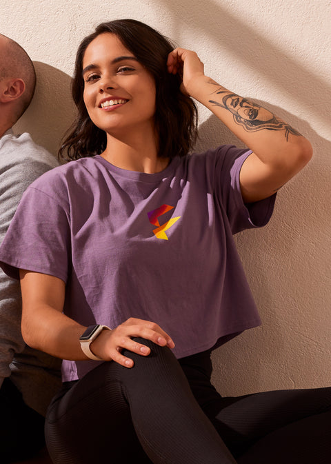 Cropped Golden Hour Logo Tee in Mauve